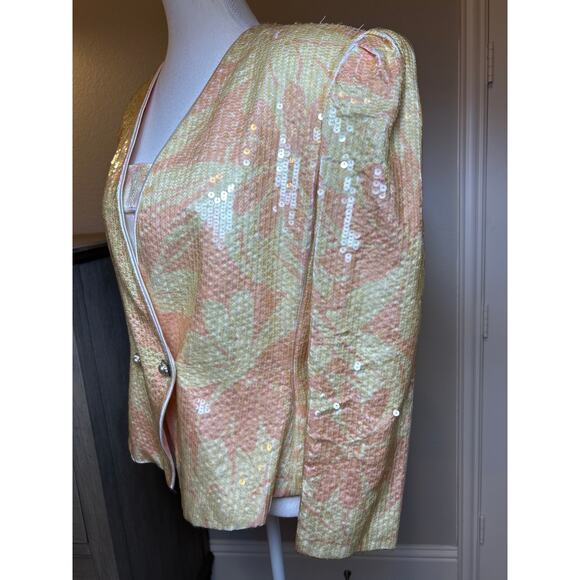 Lillie Rubin | Vintage Yellow/Pink Sequins Blazer & Cami (2 pcs) | 12 - Picture 8 of 17